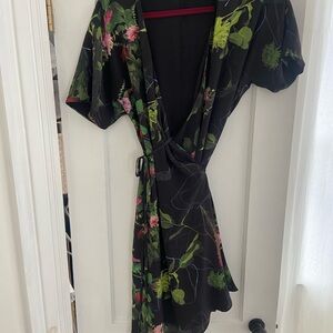 Babaton Black Floral Midi Dress
